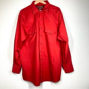 Red Rider Men's Western Shirt Button Down XXL Red Rodeo Snap Buttons Cowboy